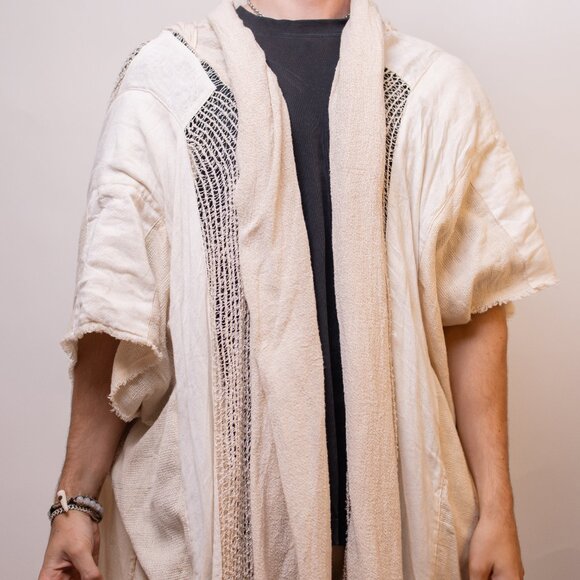 HANDMADE Raw Silk hooded shawl